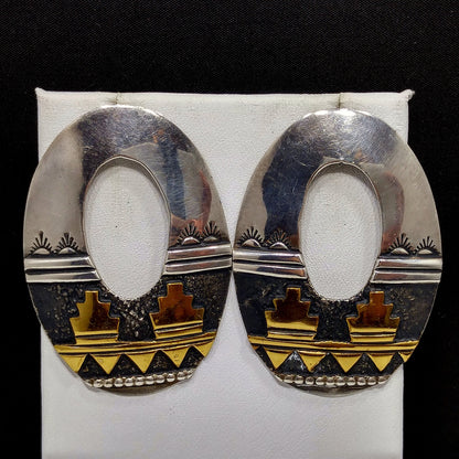 Thomas Singer Sterling Earrings, Navajo Post Silver, 1980's Vintage Jewelry