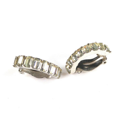 Jomaz Clear Rhinestone Wedding Clip On Earrings, 1950s Vintage Jewelry