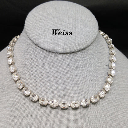 Weiss Rhinestone Choker Necklace, Oval Cut Wedding Necklace, 1950s Vintage Jewelry