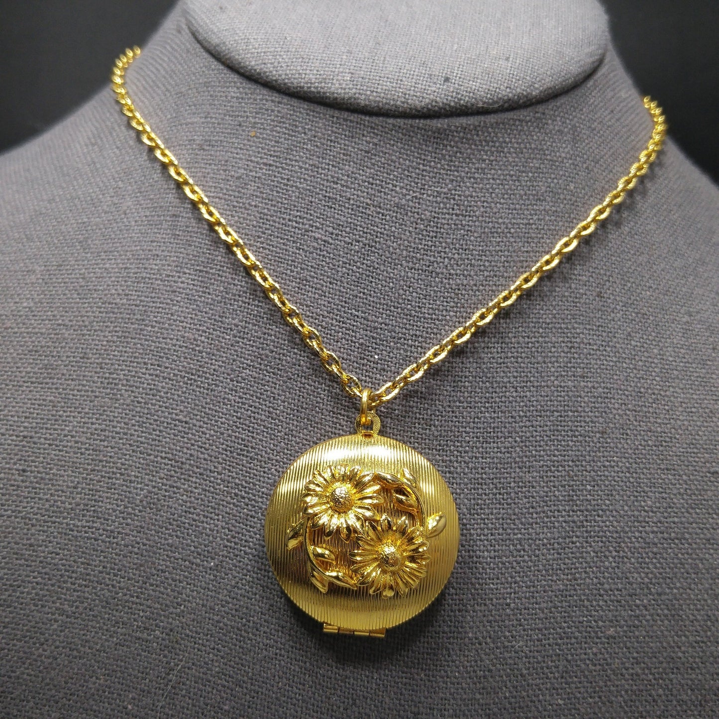 Vintage Perfume Floral Locket Necklace, Solid Perfume Inside, 1960s Vintage Jewelry
