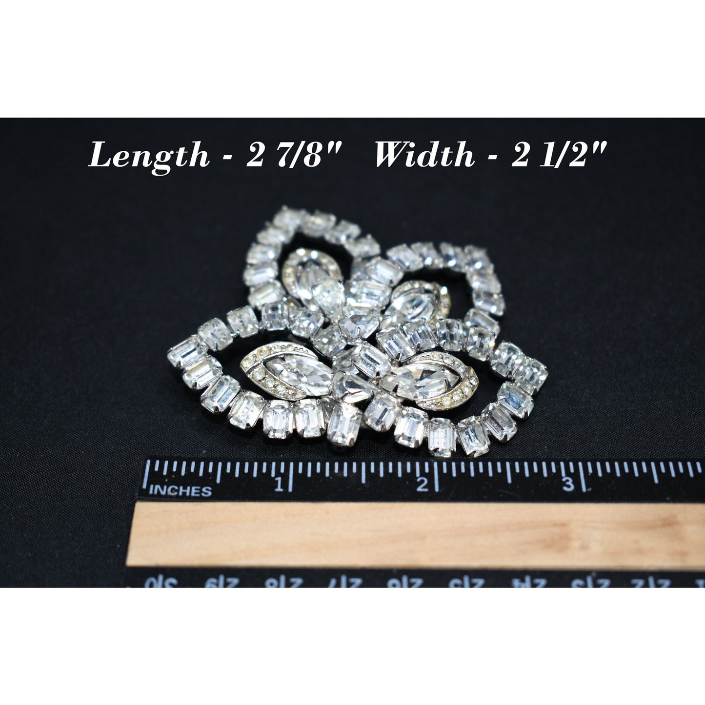 Weiss Signed Clear Rhinestone Floral Brooch Bridal Rhodium Vintage 1950s