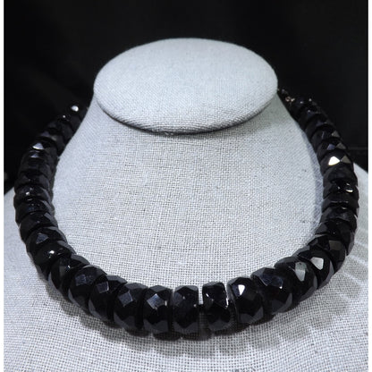 Mid-Century Black Crystal Choker Necklace, Unique Cut Crystals, 1950s Vintage Jewelry