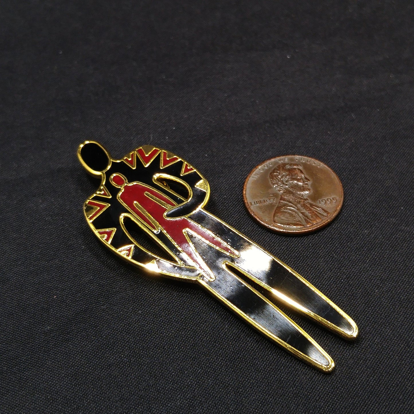 Vintage Laurel Burch "Shaman" Brooch, Gold Plated & Enamel, 1980s