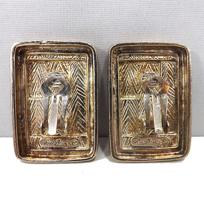 Laurel Burch Silver Clip Earrings White Magnesite Stone Vintage 1980s Rare