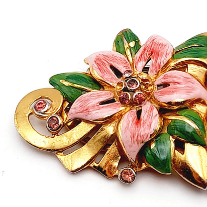 Coro Duette 1930s Enamel Floral Brooch or Two Dress Clips
