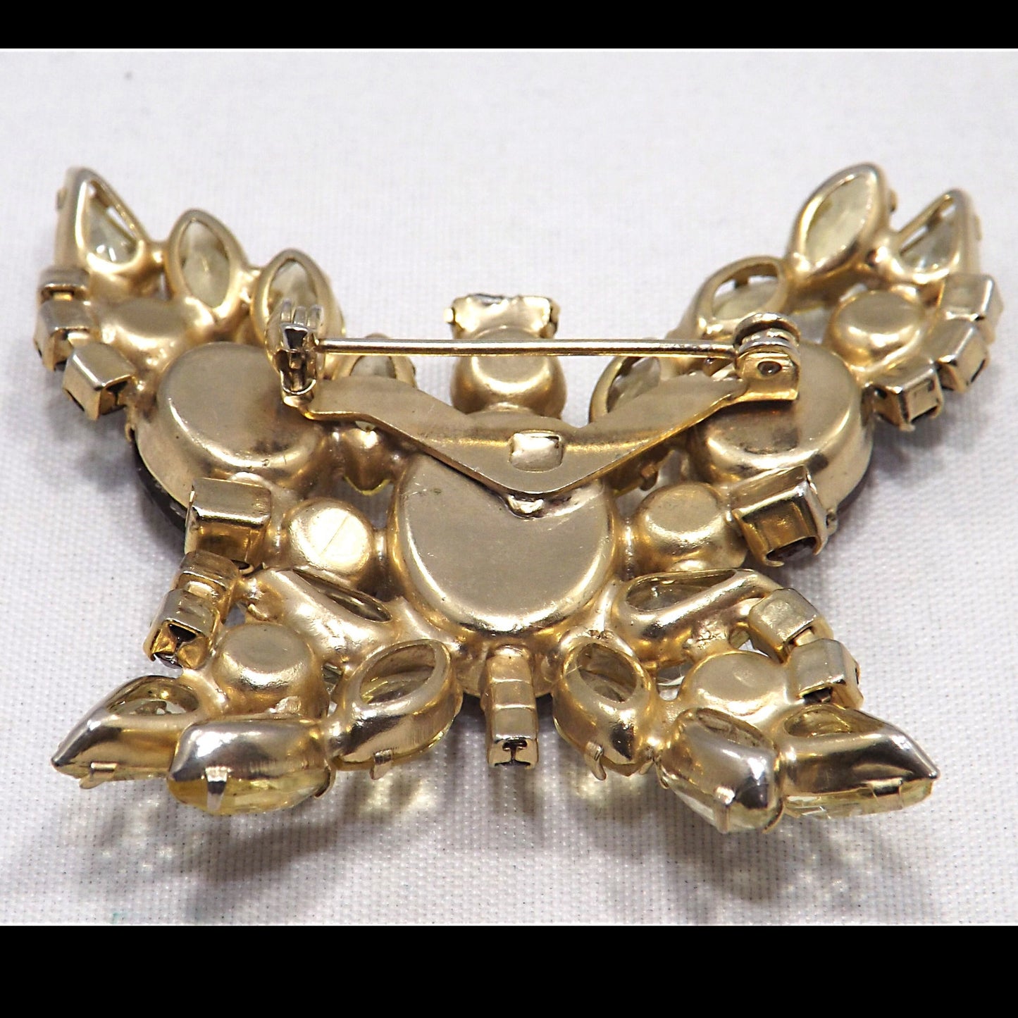 Vintage Butterfly Brooch D & E Juliana Style Rootbeer Rhinestones Yellow Open Back Aurora Borealis Rhinestones Gold Tone Vintage Jewelry