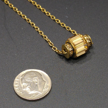 Vintage Givenchy Barrel Pendant Necklace, Topaz & Clear Rhinestones, 1990s