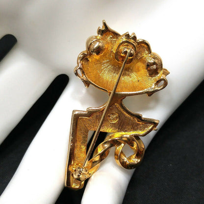 Swarovski Fruit Bowl Brooch, Enamel & Rhinestones, Vintage 1980s