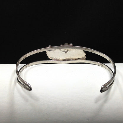 Richard Begay Navajo Artisan Sterling Silver Onyx Cuff Bracelet, 1980s Vintage Jewelry