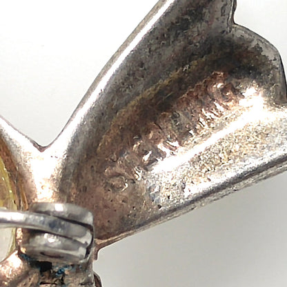 1940s Sterling Silver Jelly Belly Bird Brooch Lucite Belly WWII Era