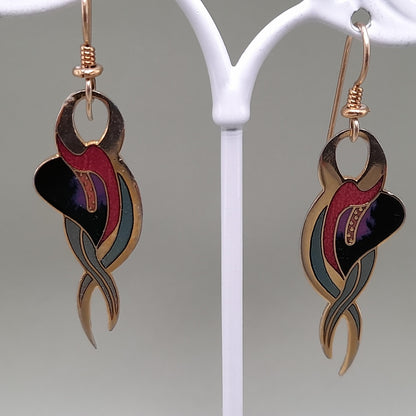 Vintage Laurel Burch "Everlasting Lily" Earrings, Gold Plated