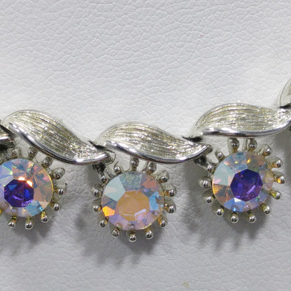 Lisner Aurora Borealis Rhinestone Necklace, 1960s Vintage Jewelry