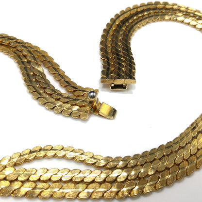 Hobe Curb Chain Necklace, Three Strands, Gold Plated, 1960s Vintage Jewelry