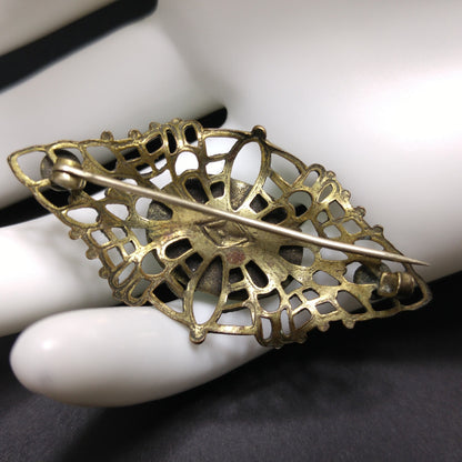 Czech Marbled Glass Scarab Brooch, Egyptian Revival, 1930s Vintage Jewelry