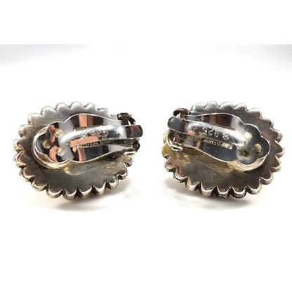 Stephen Dweck Amber Oval Clip Earrings, Sterling Silver, Vintage Jewelry