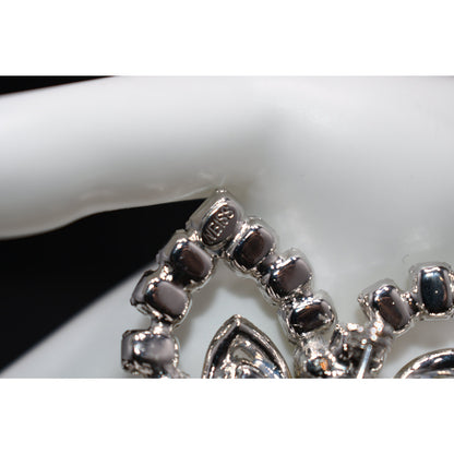 Weiss Signed Clear Rhinestone Floral Brooch Bridal Rhodium Vintage 1950s