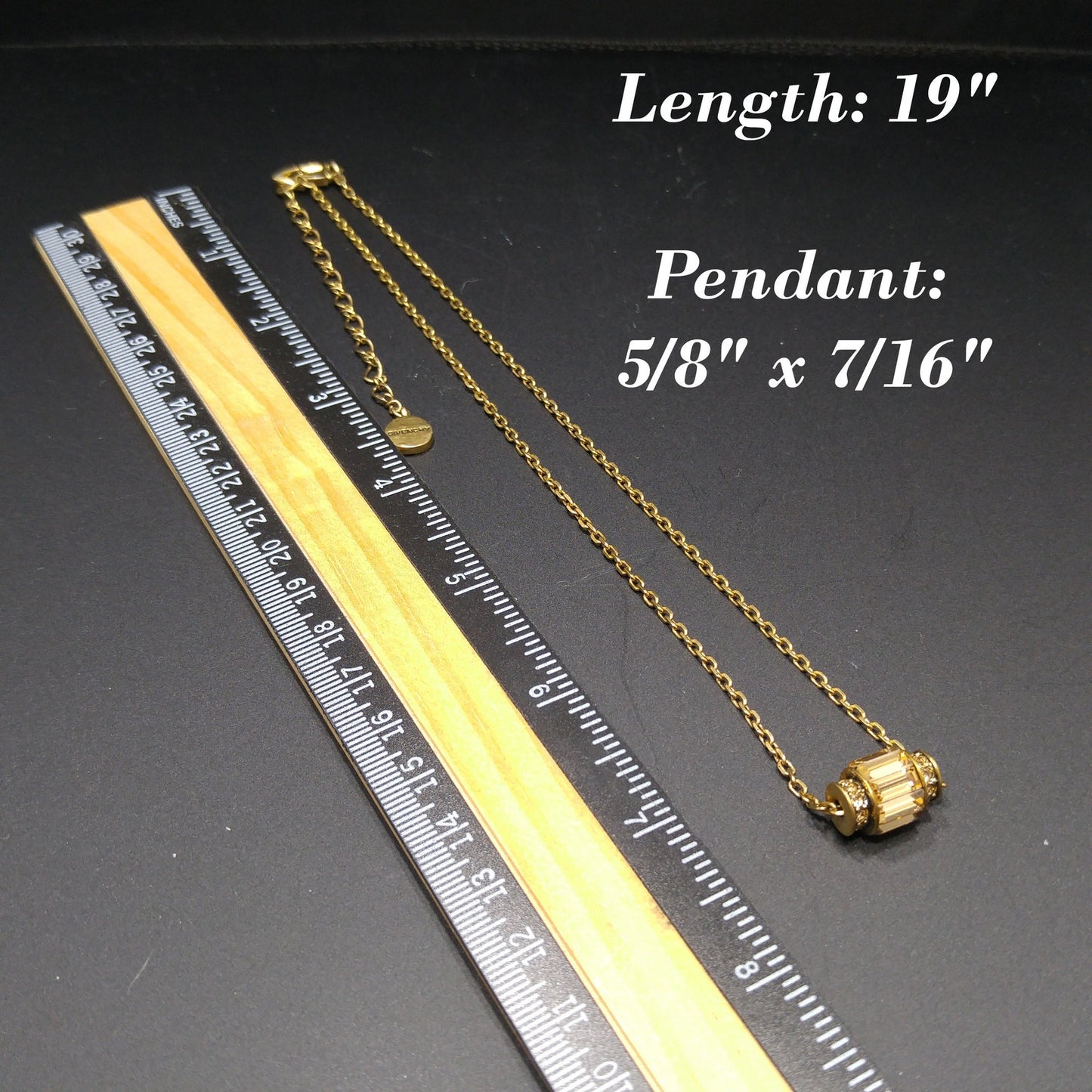 Vintage Givenchy Barrel Pendant Necklace, Topaz & Clear Rhinestones, 1990s