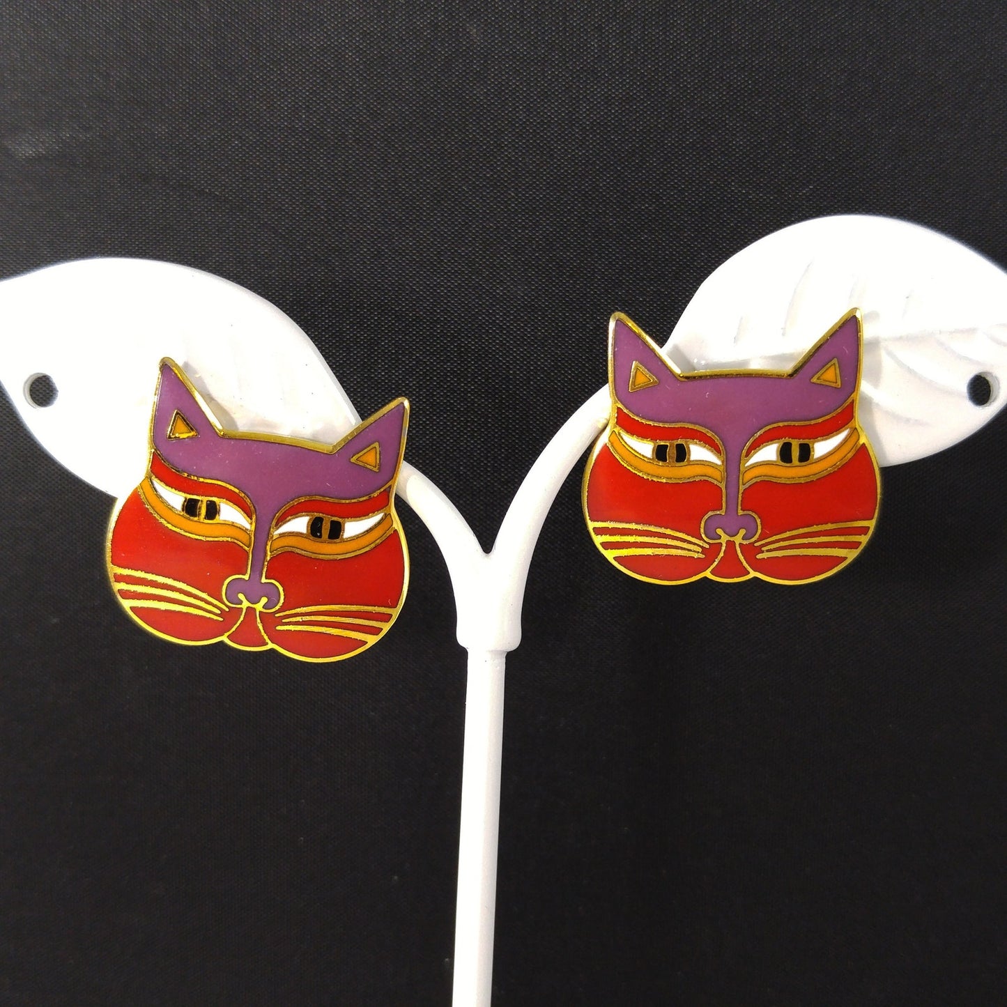 Laurel Burch "Siamese Cats" Post Earrings, 1980s Vintage Jewelry