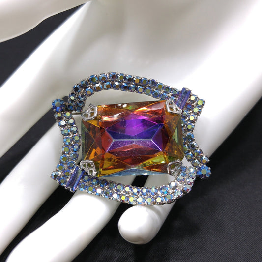 Large Watermelon Rhinestone Brooch, Mid-Century Modern, 1960s Vintage Jewelry