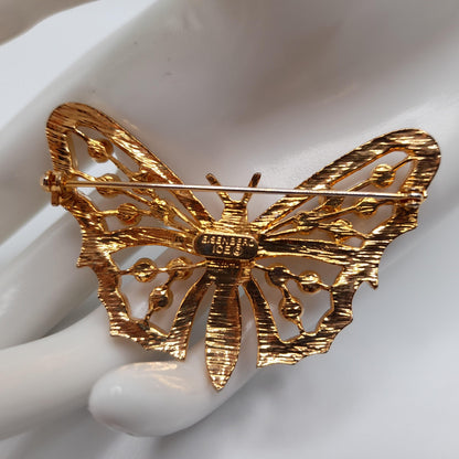 Eisenberg Ice Rhinestone Butterfly Brooch, 1980s Vintage Jewelry
