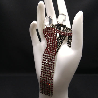 Dancing Couple Rhinestone Brooch, Dangling Fringe Dress, 1950s Vintage Jewelry