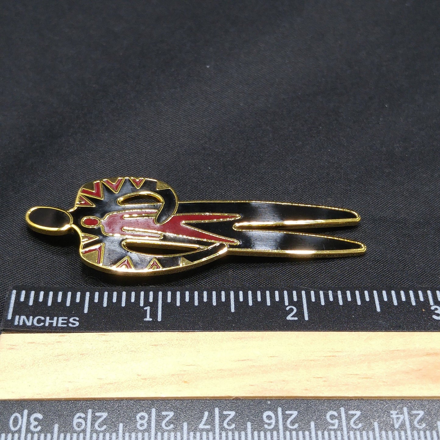 Vintage Laurel Burch "Shaman" Brooch, Gold Plated & Enamel, 1980s