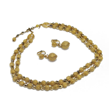 Crown Trifari Brutalist Necklace & Earrings, Electra Trifanium, 1960s Vintage Jewelry