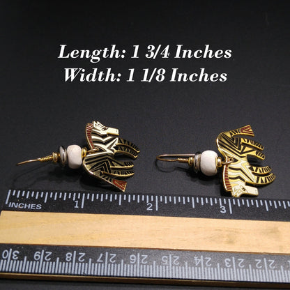 Laurel Burch "Wild Zebra" Earrings, Black White Enamel, Gold Plated, 1980s Vintage Jewelry