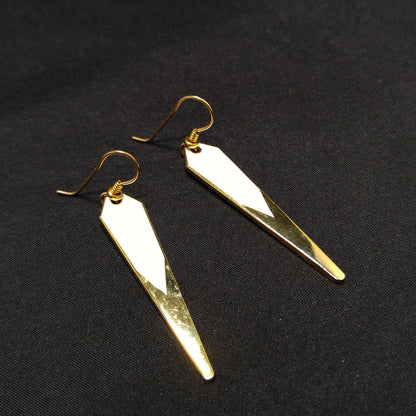 Vintage Laurel Burch Long Earrings, White Enamel, Gold Plated