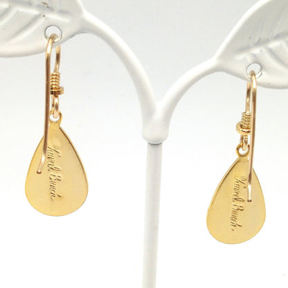 Vintage Laurel Burch Red Teardrop Earrings, Gold Plated, 1980s