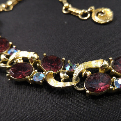 Vintage Lisner Purple Rhinestone Choker Necklace, 1960s Vintage Jewelry
