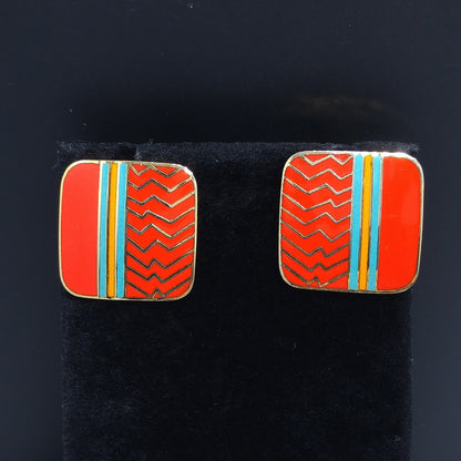 Laurel Burch "Ahktar" Post Earrings, Gold Plated, 1980s Vintage Jewelry