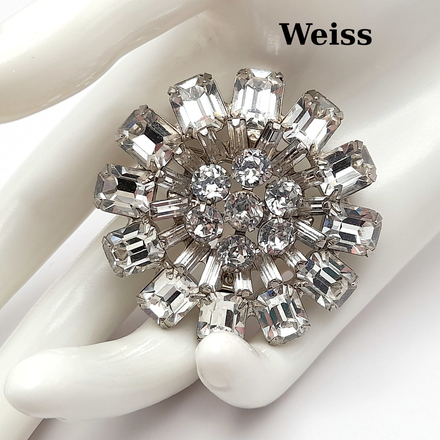 Vintage WEISS Clear Crystal Rhinestone Wedding Brooch
