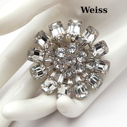 Vintage WEISS Clear Crystal Rhinestone Wedding Brooch