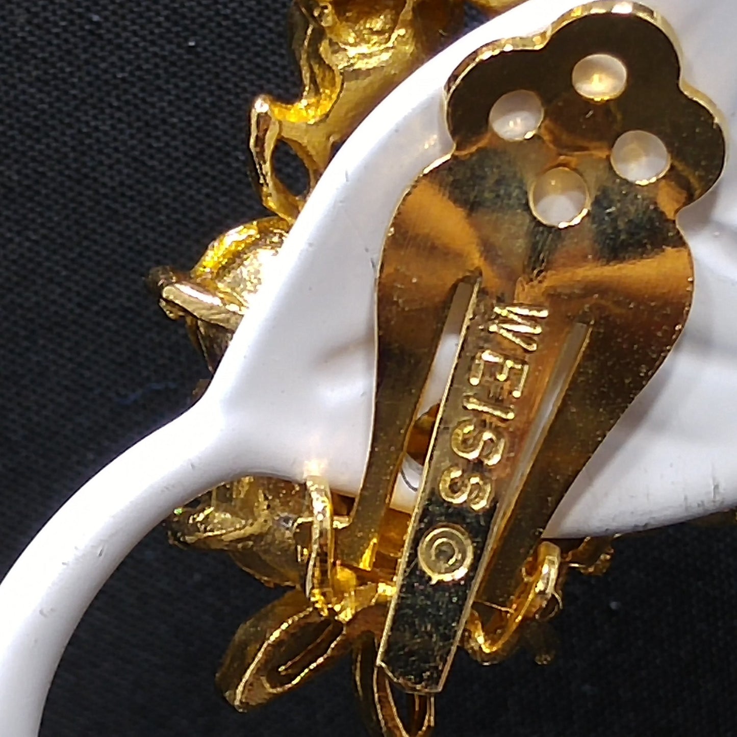 Weiss Light Jonquil Rhinestone Earrings, Gold Plated, Ear Climber, 1960s Vintage Jewelry