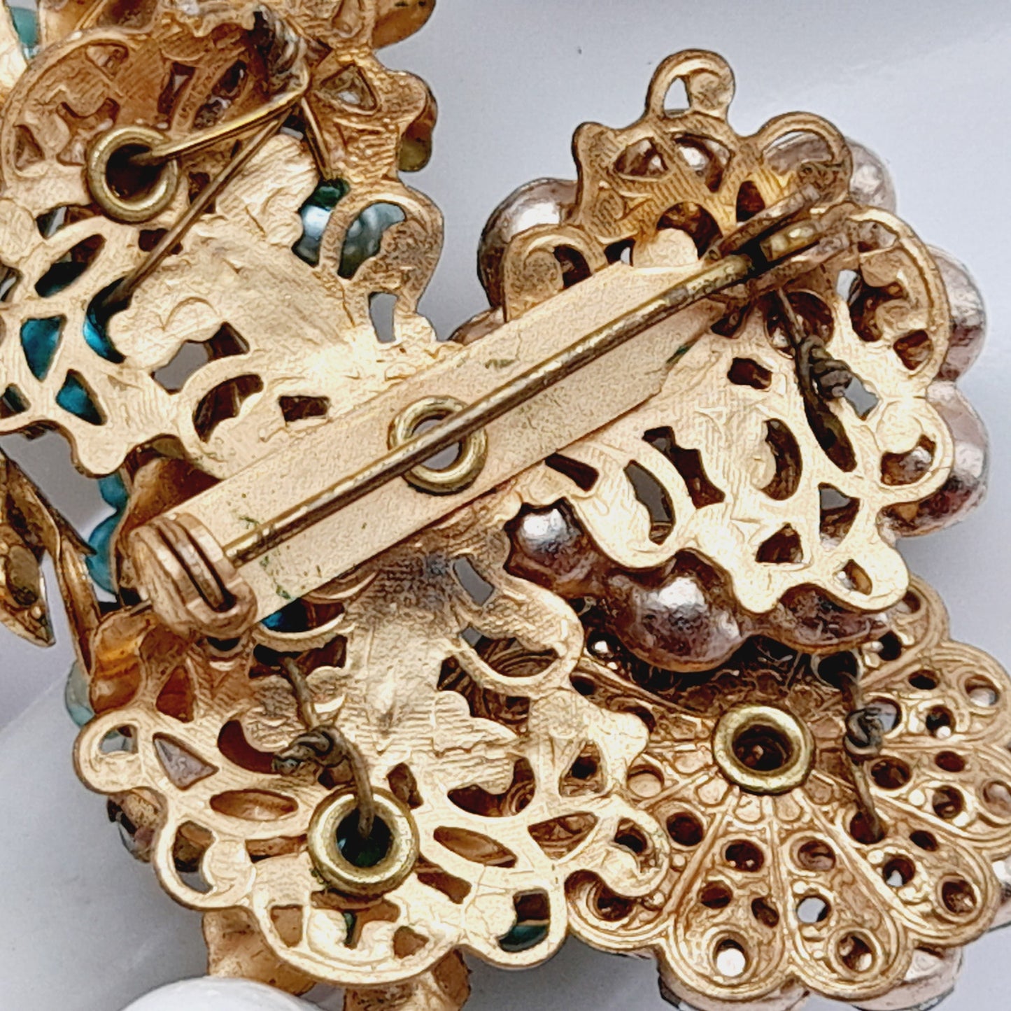 Vintage Miriam Haskell Robert Style 1940s 1950s Floral Rhinestone Brooch