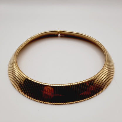 Kenneth Lane Gold Plated Wide Ribbed Choker Necklace