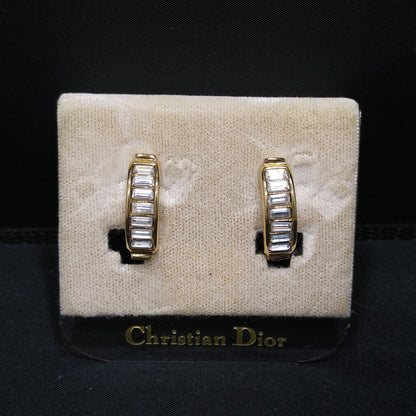 Vintage Christian Dior Half Hoop Baguette Rhinestone Clip Earrings