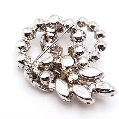 Vintage Eisenberg Purple Rhinestone Rhodium Plated Jewelry Set: Brooch Earrings