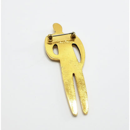 Vintage Laurel Burch Tribal Spirit Person & Child Brooch, Gold Plated