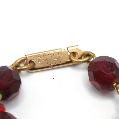 Hobe' Garnet Red Beaded Necklace, Original Tag, 1960s Vintage Jewelry