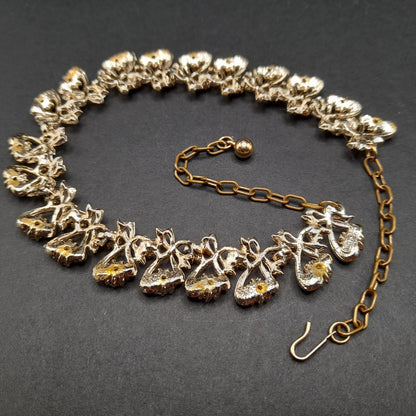 Red AB Rhinestone Choker Necklace, Arthur Pepper, Signed Art, 1960s Vintage Jewelry