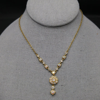 Vintage Givenchy Necklace – Aurora Borealis Rhinestones, Pendant Drop, 1990s