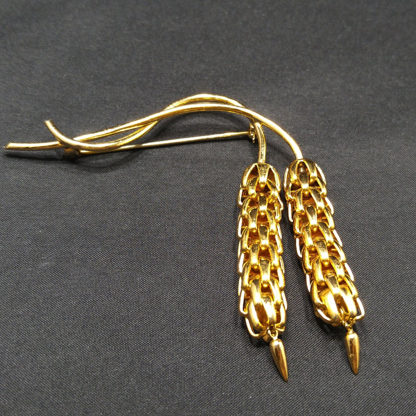 Napier "Wheat Chain" Brooch, Eugene Bertolli Designer, Book Piece, 1950s Vintage Jewelry