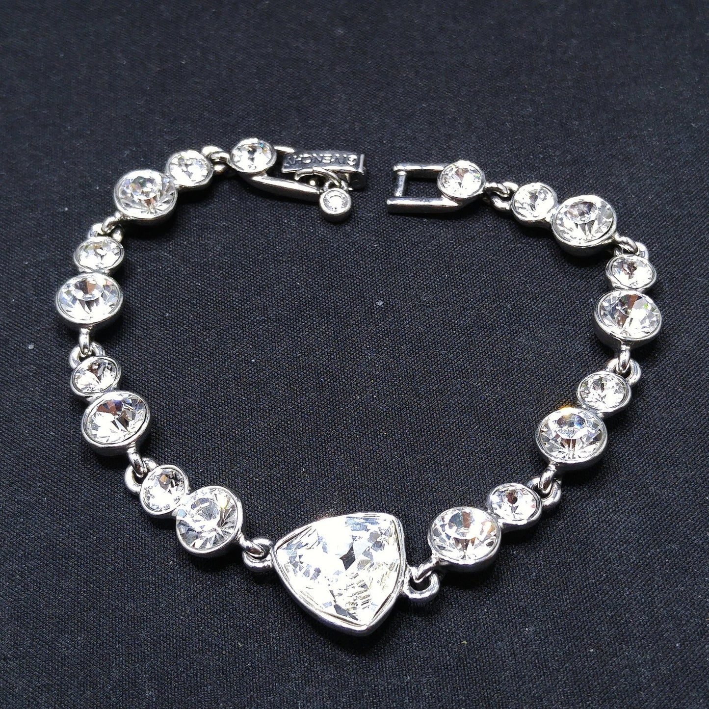 Vintage Givenchy Bracelet – Clear Rhinestone Links, Rhodium Plate, 1990s