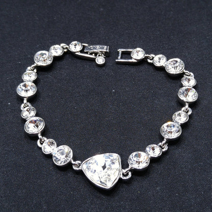 Vintage Givenchy Bracelet – Clear Rhinestone Links, Rhodium Plate, 1990s