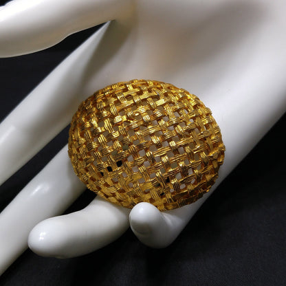 Hattie Carnegie Basket Weave Brooch, Designer Signed, 1950s Vintage Jewelry