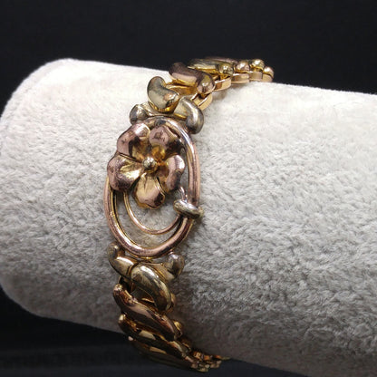 Binder Brothers Expansion Bracelet, Floral Openwork, 1920s Vintage Jewelry