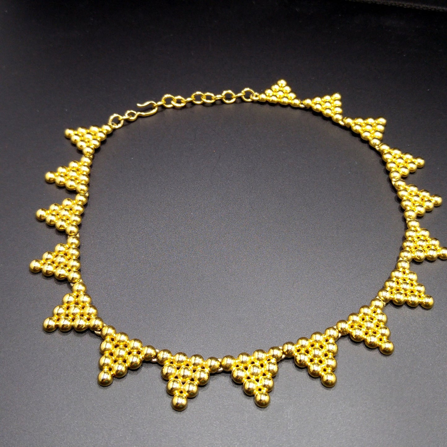Monet Mid-century Triangle Balls Choker Necklace, Gold Plated, 1950s Vintage Jewelry