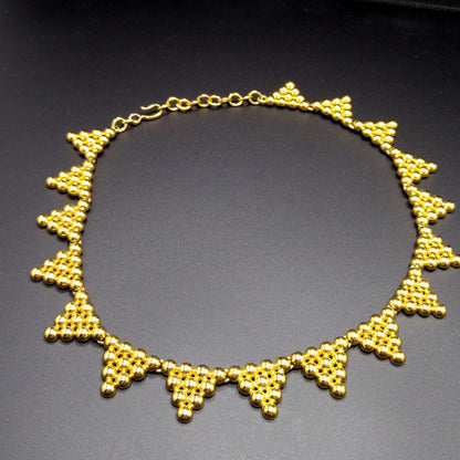 Monet Mid-century Triangle Balls Choker Necklace, Gold Plated, 1950s Vintage Jewelry